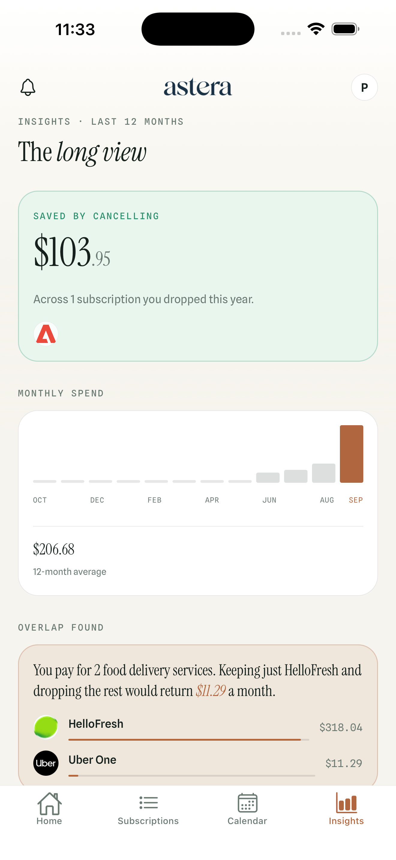 Astera app screen